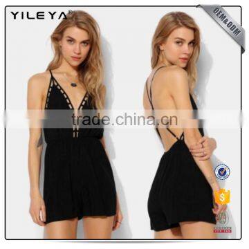 Women Slip Nightwear Sexy Backless Black Spaghetti Strap V-Neck Sleeveless Romper photo-2