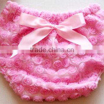 Hot Pink Cotton Hot Pink Chiffon Ruffle Baby Diaper Cover/infant Rosette Diaper Cover photo-3