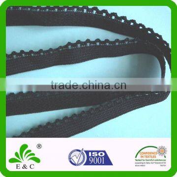 Black picot edge crochet nylon rubber elastic