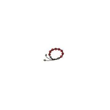 Red shamballa bead bracelet crystal jewelry bracelets with silver, rhodium plated