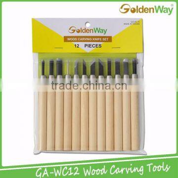 Hot Selling 12 Pieces High Quality Wooden Carving Hand Tool Set for Basic Woodcut