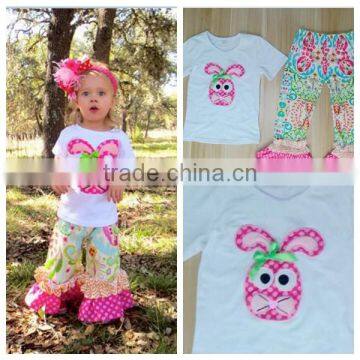 Wholesale Children Outfit Easter Bunny Printed Boutique Clothing Girls Summer Cotton Short Clothing Set