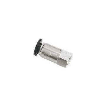 Female Straight Miniature Pneumatic Fittings / Brass Nickel Plated Push In Fittings