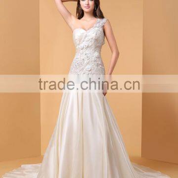 Ball Gown Simply Sublime Floor-length One Shoulder Lace Wedding Dress P056