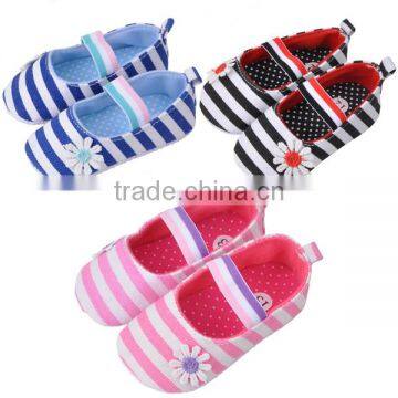 soft sole stripe pretty sun flower anti slip baby girl shoes