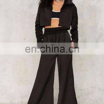 Wholesale Woman Coats and Jackets, Women High Neck Black Track Jacket photo-5