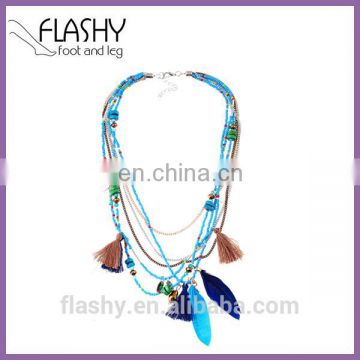 New Fashion Feather Women Necklace Beaded Necklace Chains Jewelry