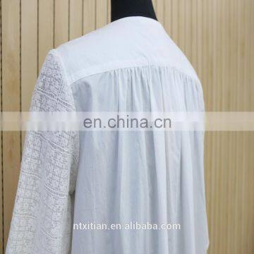 Women High Quality White Short Sleeve Lace Shirt Dress photo-6