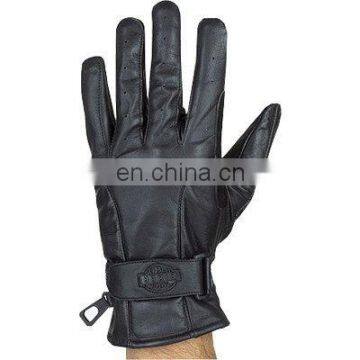 HMB-2095A MOTORCYCLE LEATHER GLOVES GEL PALM GRIP BLACK