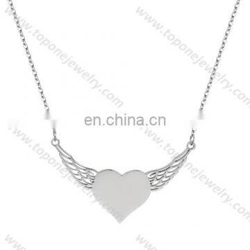 wholesale simple designs gegraveerd vliegend hart ketting stainless steel necklace