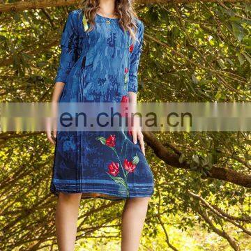 Pakistani Digital Print Blue Color Georgette Kurti