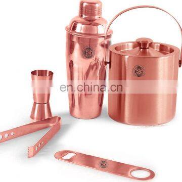Stainless Steel Shaker Set With Gold Copper Plated.Boston Shaker photo-3