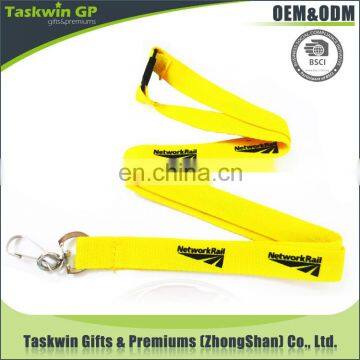 cheap custom lanyards no minimum order/yellow polyester lanyard with promotional phrase