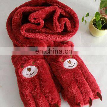 plush scarf and glove