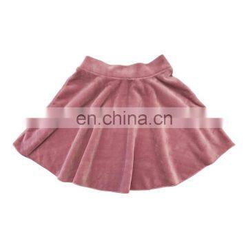 Girl Velvet Skate Skirt High Waist Stretchy Casual Skirt Basic Flared Skater Mini Skirt