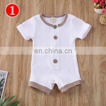 2020 Newest Summer Babay Clothes Ribbed Solid Romper Jumpsuit Baby Clothes Baby Clothing Boys' Rompers Baby+rompers photo-4