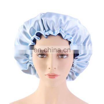 Womens Solid Satin Bonnet Elastic Band Turban Shower Cap For Hotel Silicone Shower Cap Baby Night Sleep Hat Hair Loss photo-4