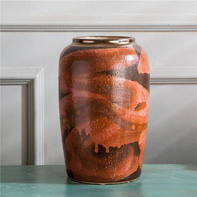 Abstrat Creative Red Wholesale Jingdezhen Metal Glaze Combination Ceramic Vase For Hotel Home photo-3