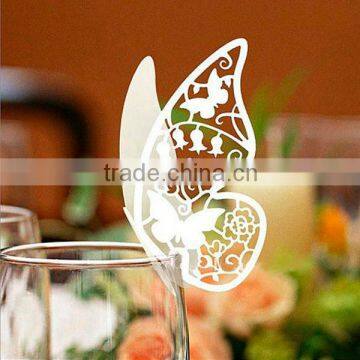 Table Wine Glass Name Place Card Wedding Party Laser Cut Butterfly White SC111