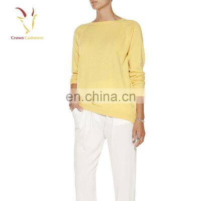 Round Neck Yellow Women Oversized jumper Sweaters