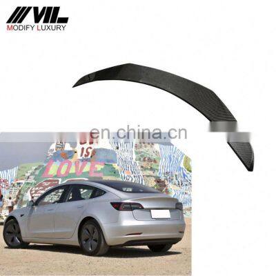 Carbon Fiber Auto Car Wing Spoiler for Tesla Model 3 Sedan 4-Door 2016-2019