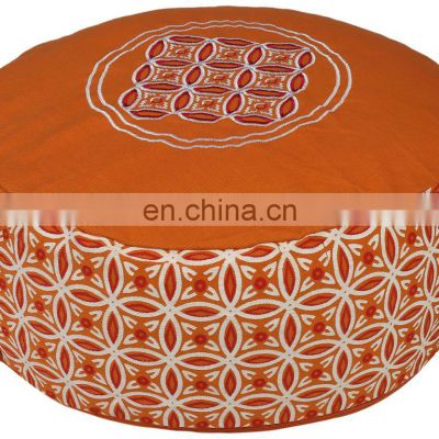 Embroidery Designed buckwheat filled Meditation non Pleated Zafu Cushion Indian supplier