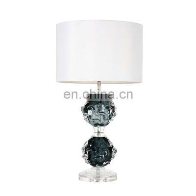 Hand Made Dark Green Crystal Ball Table Lamps Decorative Table Lamp for Hotel Living Room Couloured Glaze Glass Lamp