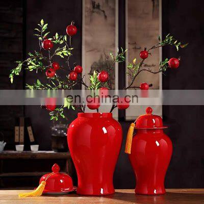 High Temperature New Chinese Handmade Ceramic Ginger Jar Glazed Surface Porcelain Flower Vase With Lid photo-3
