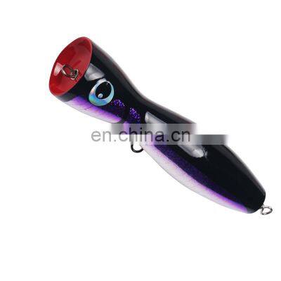 2020 Yajie Outdoors 20cm/120g Topwater Wooden Popper Surface Popping Lures Sea Handmade Fishing Baits photo-5