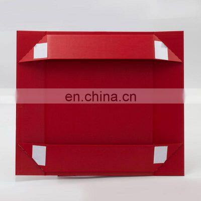 Foldable Red Custom Logo Printing a4 Shallow Magnetic Gift Packaging Box With Ribbon photo-4