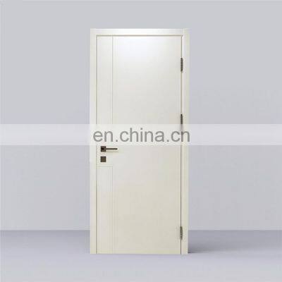 Flat cheap french ready made waterproof white solid bedroom modern interior wood doors with frame