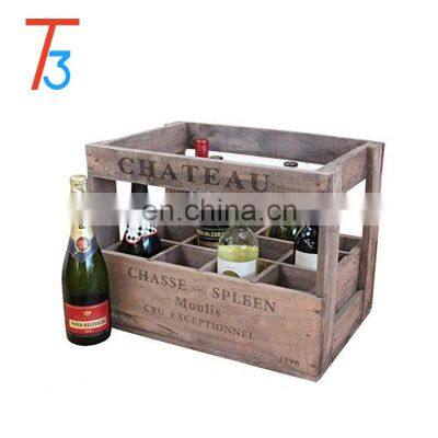 unfinished wooden wine crate box - 12 bottle holder