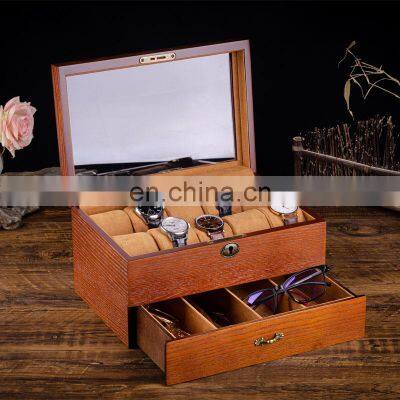 Wholesale Custom Logo Luxury Black Wooden Watch Packaging Single Storage Display Case Wood Box With Glass Window for 10 Watches photo-5