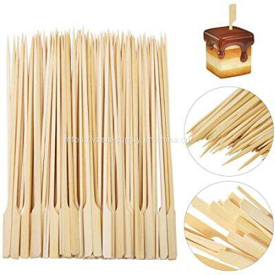Natural Bamboo Paddle Pick Skewers 30cm With Logo for kebab barbecue, roasting, fruit