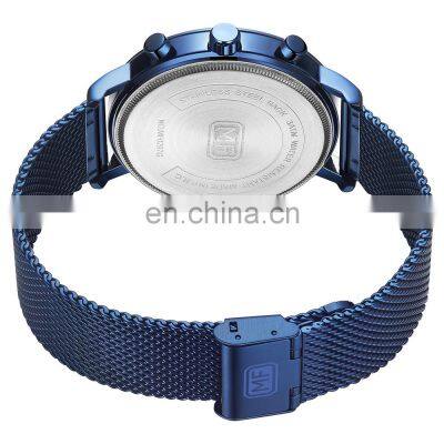 MINI FOCUS 0297G Fashion Men's Wrist Watches Luxury Design Quartz Watch Men 30m Waterproof Blue Stainless Steel Watch photo-3