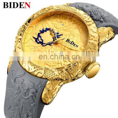 Biden 0129 Special Design Men Quartz Wrist Watches Gold Dial Analog Fashion Leather Cool Reloj de Los Hombres photo-2