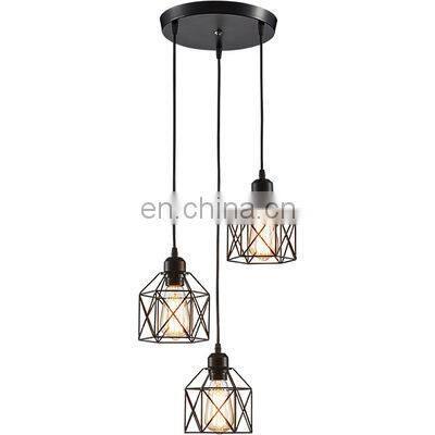 Industrial Metal Black Cage Flush Mount Ceiling Lamp Light Fixture LED Pendant Light photo-2