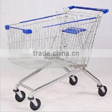 150L capacity metal hand shopping cart with logo printed