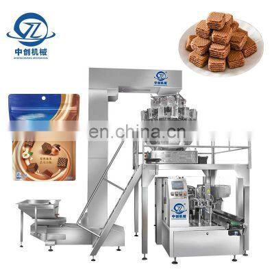 Automatic Rotary Snack Zipper Pouch Premade Bag Packing Wafer Small Biscuits Doypack Filling Machine