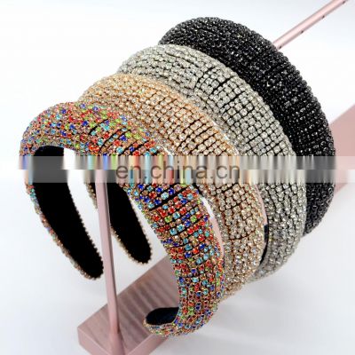 2022 Colorful Bling Bling Rhinestones Headbands For Womens Luxury Shiny Padded Diamond Crystal Hair Bands Party Hair Accessories