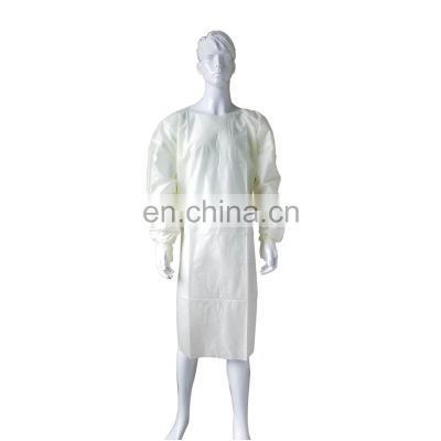 Nonwoven PP Isolation Gown with Elastic Cuffs Yellow