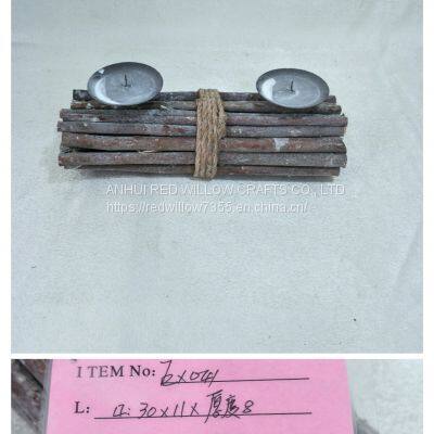 Rectangular Willow Stick Candle Holder photo-3