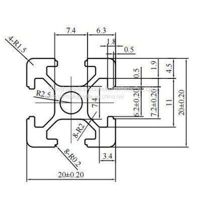 MK-6-2020 Industrial 2020 V Slot Aluminum/Aluminium Extrusion Profile Silver Anodized for 3D Printer Factory Sale photo-2
