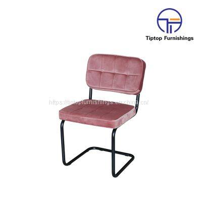Tiptop Wholesale Factory Custom Cafe Metal Dine Armchair Restaurant Chair Modern Dining Room Furniture Velvet Fabric Dining Chairs photo-3