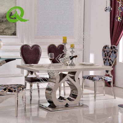 hot sale stainless steel marble dining party table for wedding event used