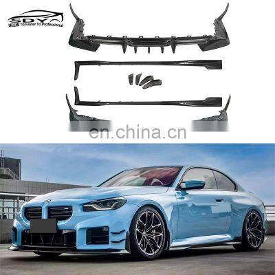 G87 M2 TK Style High Quality Dry Carbon Fiber Front Lip Front Splitter  Rear Diffuser Side Skirt For BMW G87 M2 Body Kit