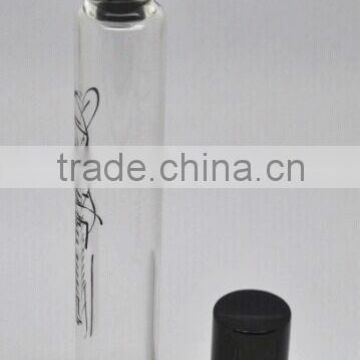 10ml tube glass vial with stainless steel roller ball and shiny black cap