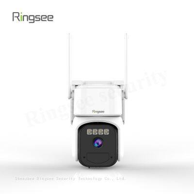 Ringsee Wireless Solar Panel Powered 360 PTZ Outdoor IP Cameras PIR Sensor WIFI CCTV Battery with SIM Card Solar Camera