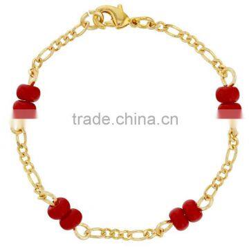 2016 hot sale children's jewelry kids ruby gold link chain bracelet birthday gift for babys