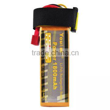 You&Me 4S 14.8V 1800mAh 25C Rechargeable Lithium Polymer Battery For Quadcopters RC Models